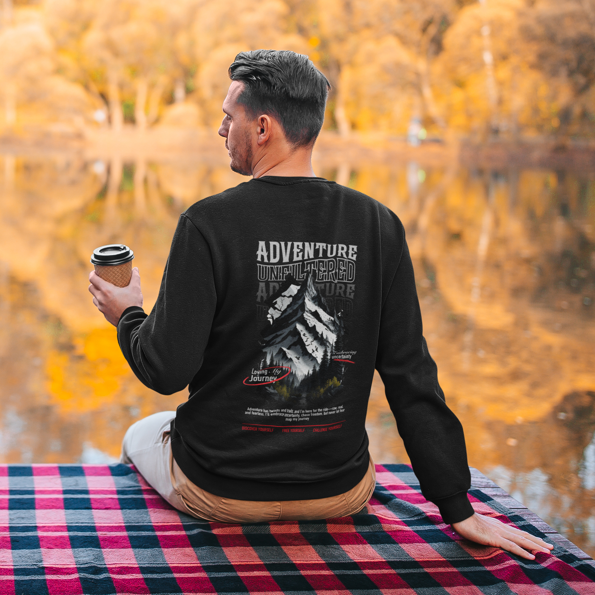 Adventure Unfiltered Sweatshirt - Traveller's Quote Graphic Crewneck by RanggRiwaaz