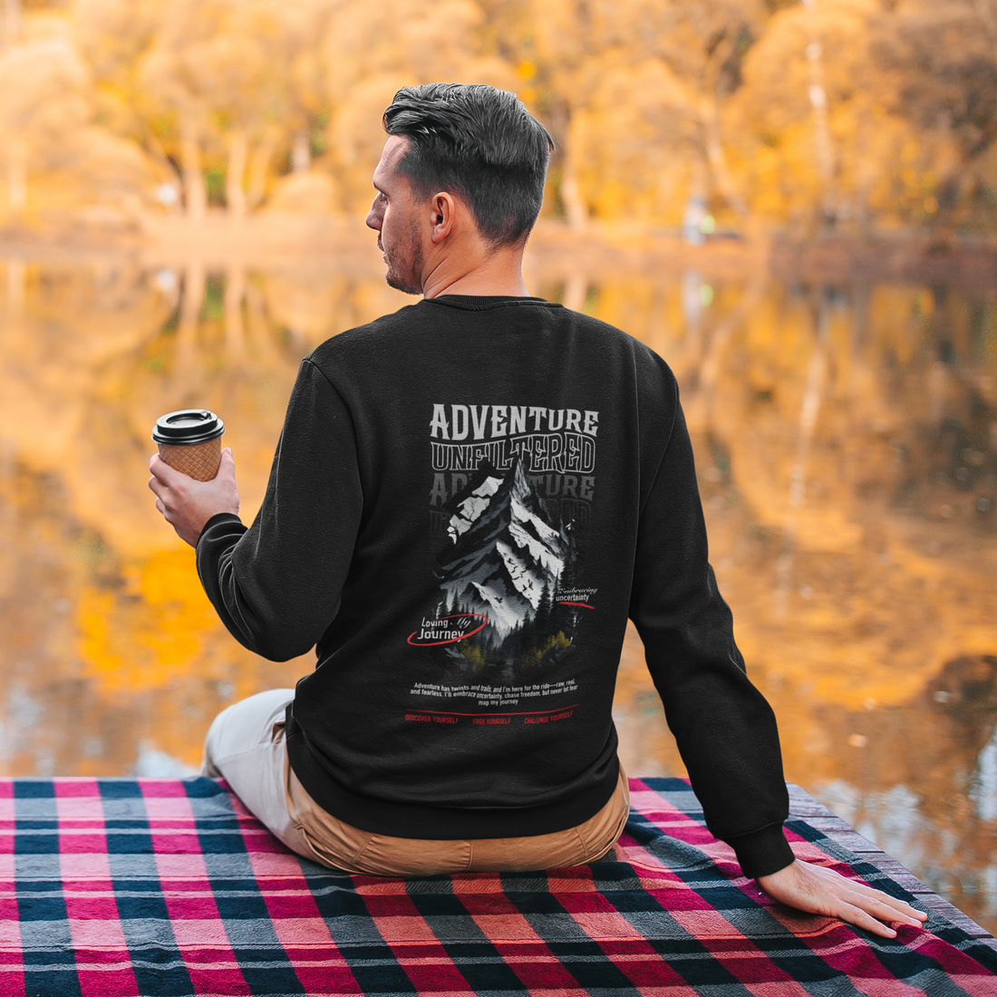 Adventure Unfiltered Sweatshirt - Traveller's Quote Graphic Crewneck by RanggRiwaaz