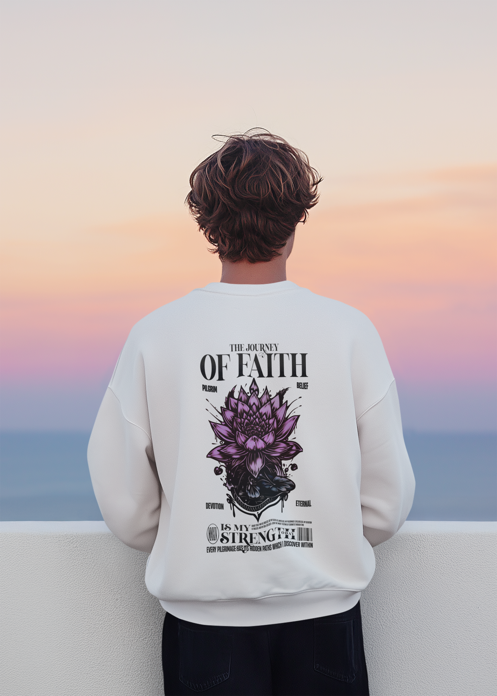 "The Journey of Faith is My Strength" Pilgrim Sweatshirt - Religious Apparel by RanggRiwaaz