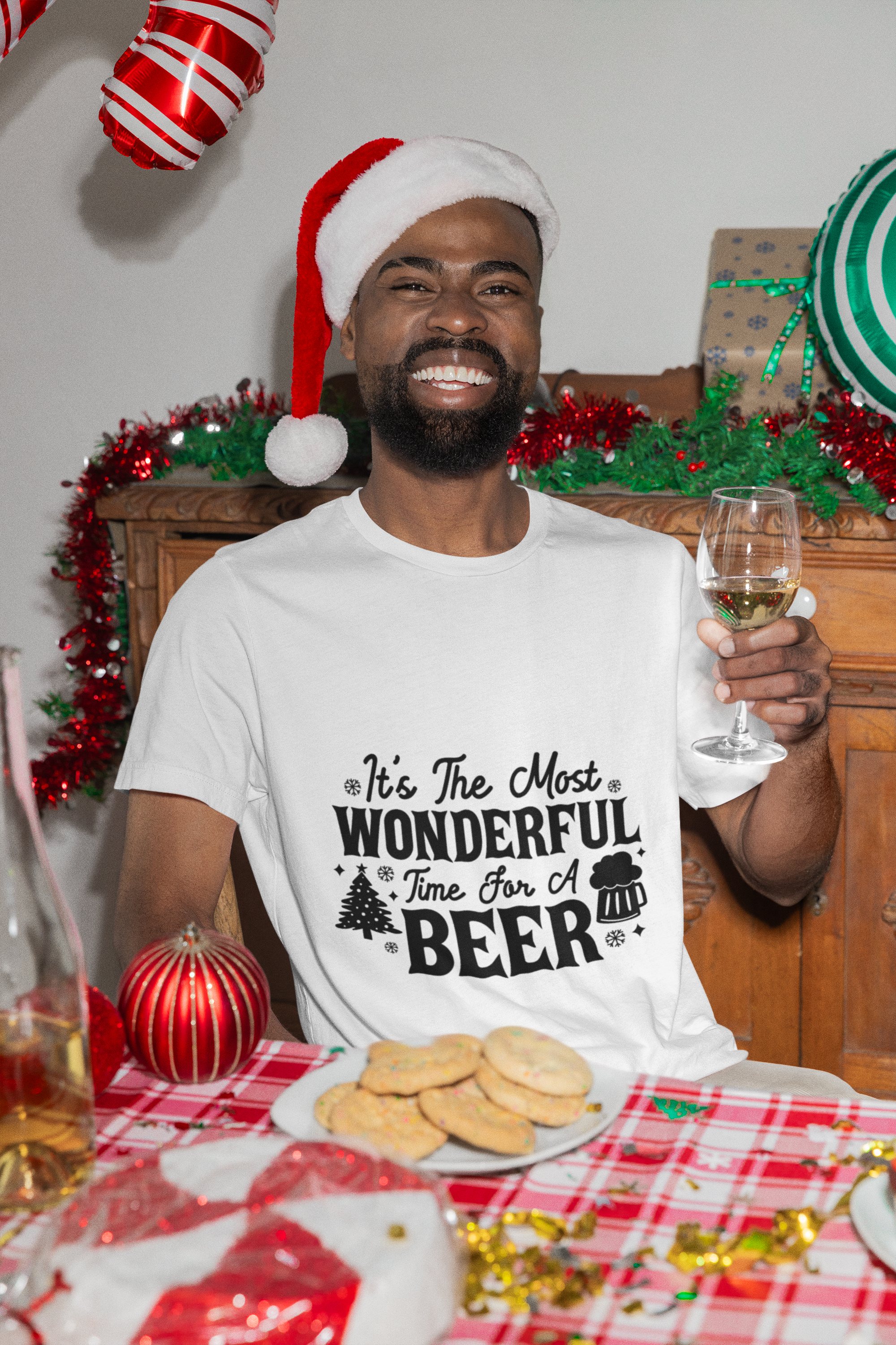 "It's The Most Wonderful Time For A Beer" - T-shirt Festive Family Apparel for Christmas Eve/Christmas celebration by RanggRiwaaz