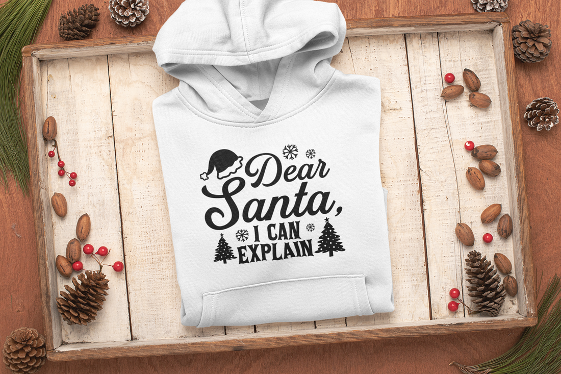 "Dear Santa, I Can Explain" Funny Christmas Unisex Hoodie by RanggRiwaaz