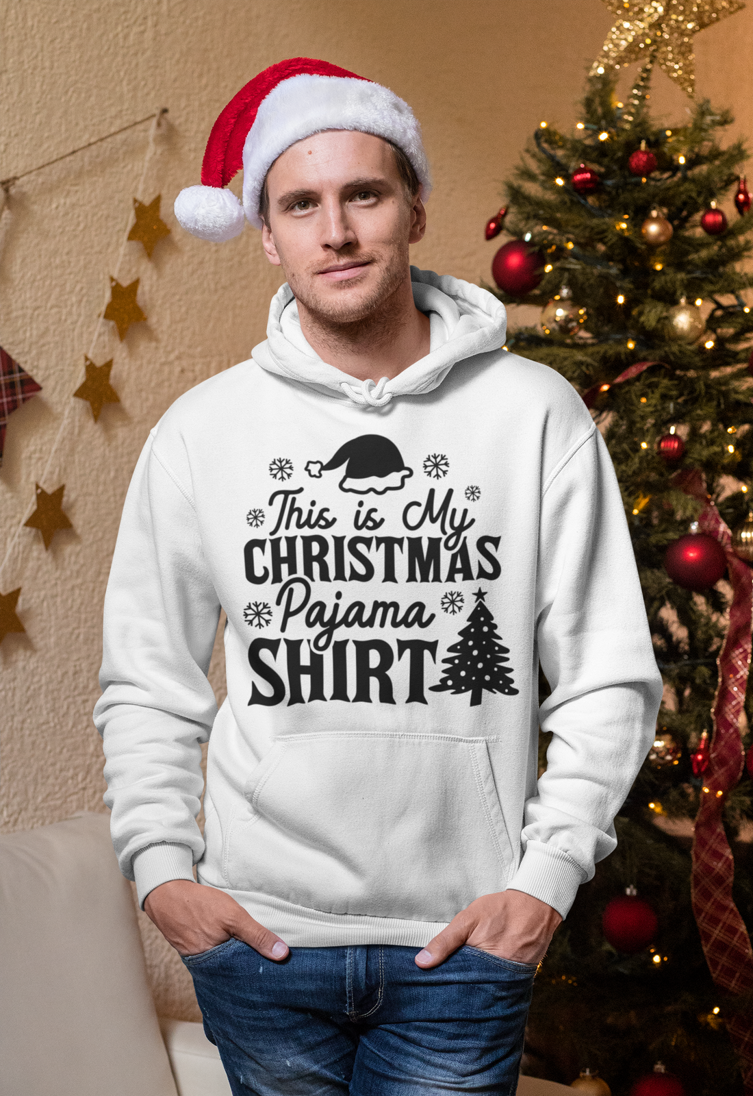 "This Is My Christmas Pajama Shirt" - Unisex Hoodie for Christmas Eve, Christmas celebration by RanggRiwaaz