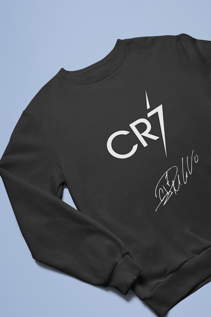 Minimalist CR7 Logo Sweatshirt | Cristiano Ronaldo Signature Line Art Unisex Sweatshirt by RanggRiwaaz