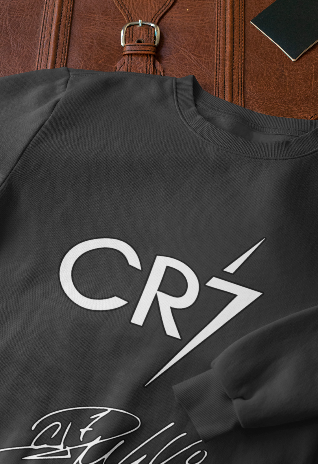 Minimalist CR7 Logo Sweatshirt | Cristiano Ronaldo Signature Line Art Unisex Sweatshirt by RanggRiwaaz