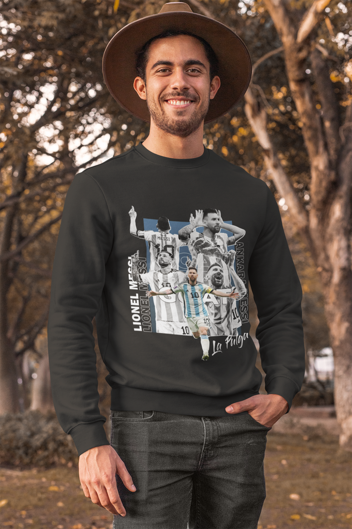 "Ankara Messi Goal Celebration" - Unisex Sweatshirt by RanggRiwaaz