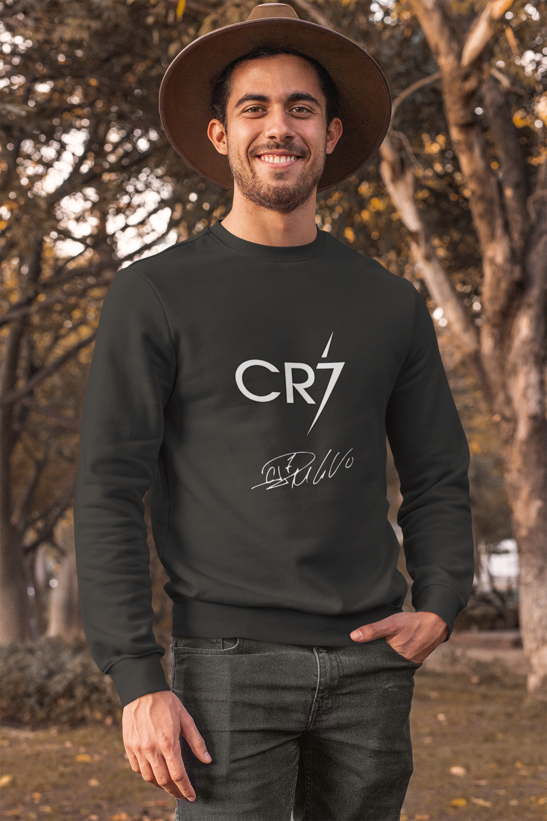 Minimalist CR7 Logo Sweatshirt | Cristiano Ronaldo Signature Line Art Unisex Sweatshirt by RanggRiwaaz