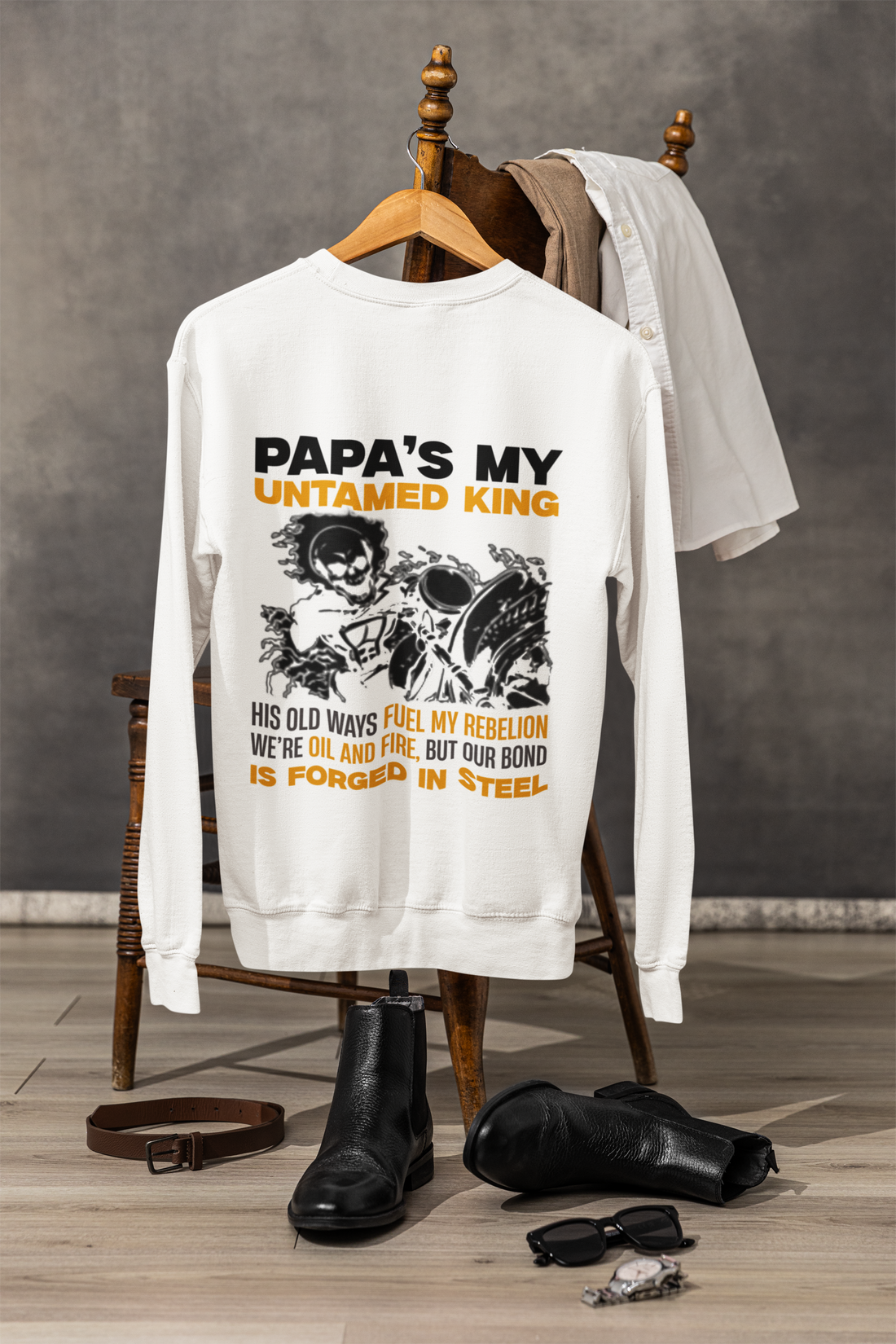 Papa's My Untamed King: Celebrating the Unconventional Father Sweatshirt by RanggRiwaaz