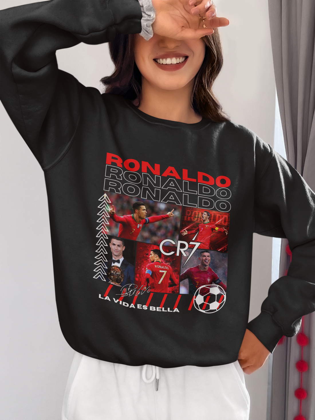 Cristiano Ronaldo Portugal Legend Sweatshirt | CR7 Ballon d'Or Winner Graphic - Unisex Sweatshirt by RanggRiwaaz