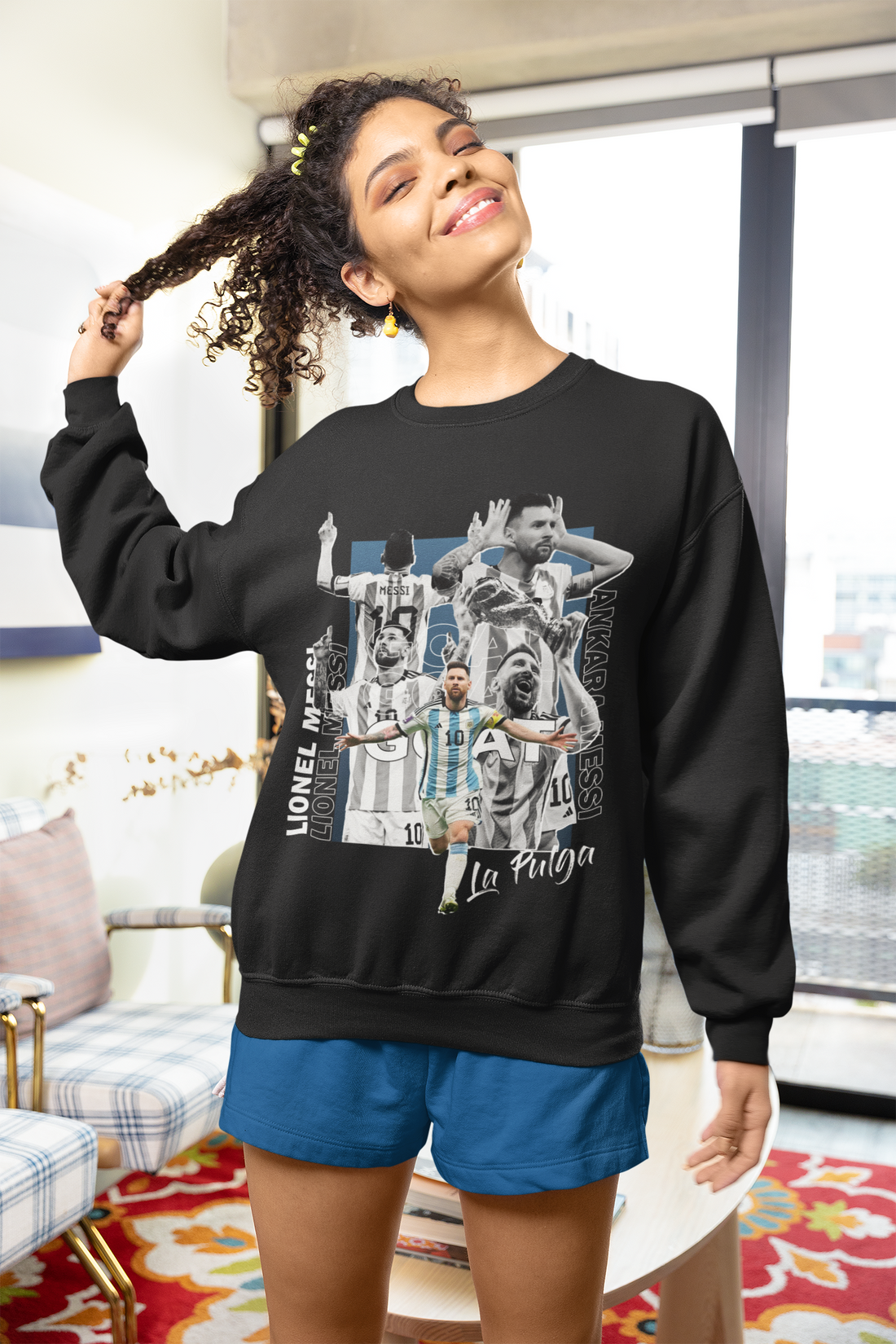 "Ankara Messi Goal Celebration" - Unisex Sweatshirt by RanggRiwaaz