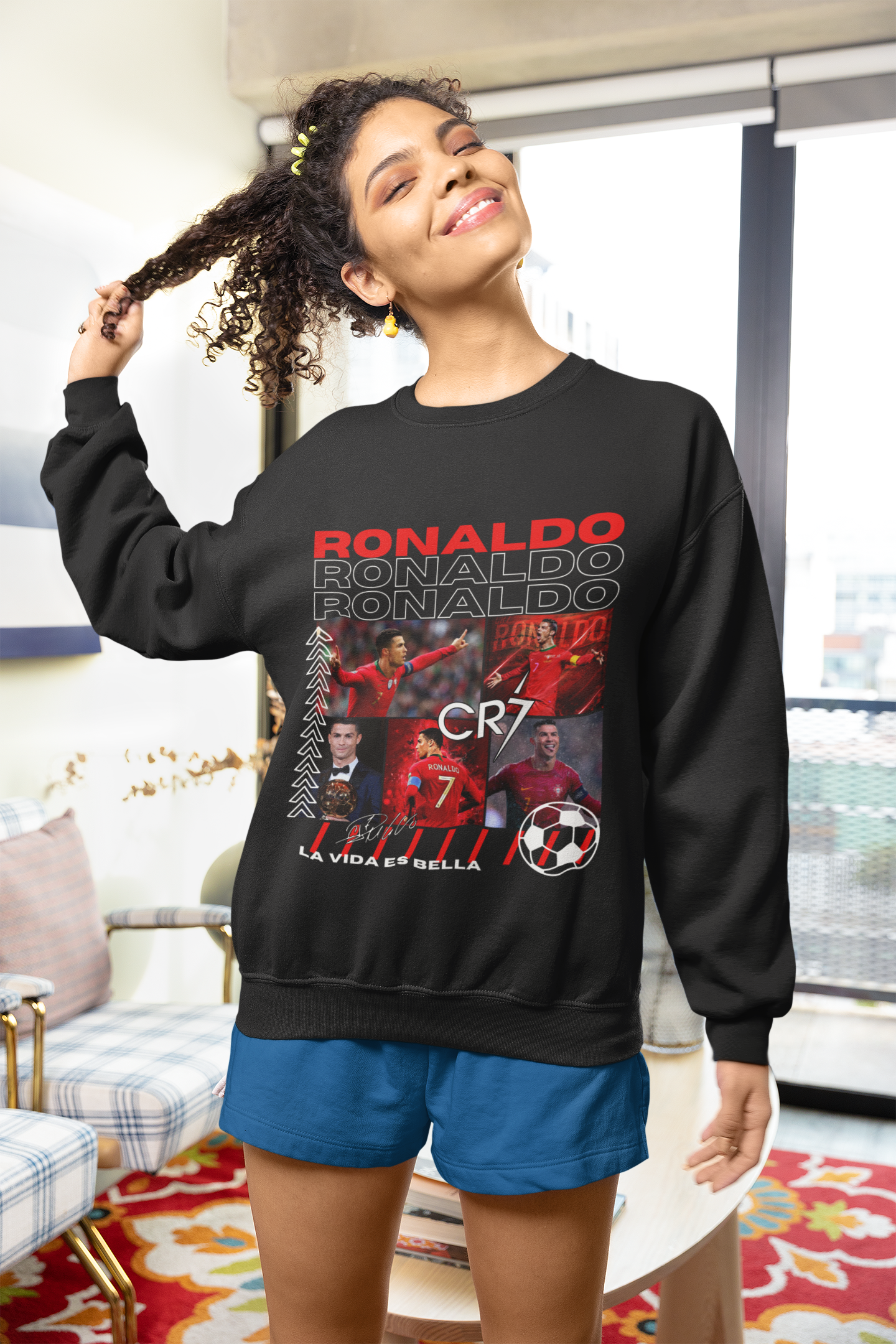 Cristiano Ronaldo Portugal Legend Sweatshirt | CR7 Ballon d'Or Winner Graphic - Unisex Sweatshirt by RanggRiwaaz