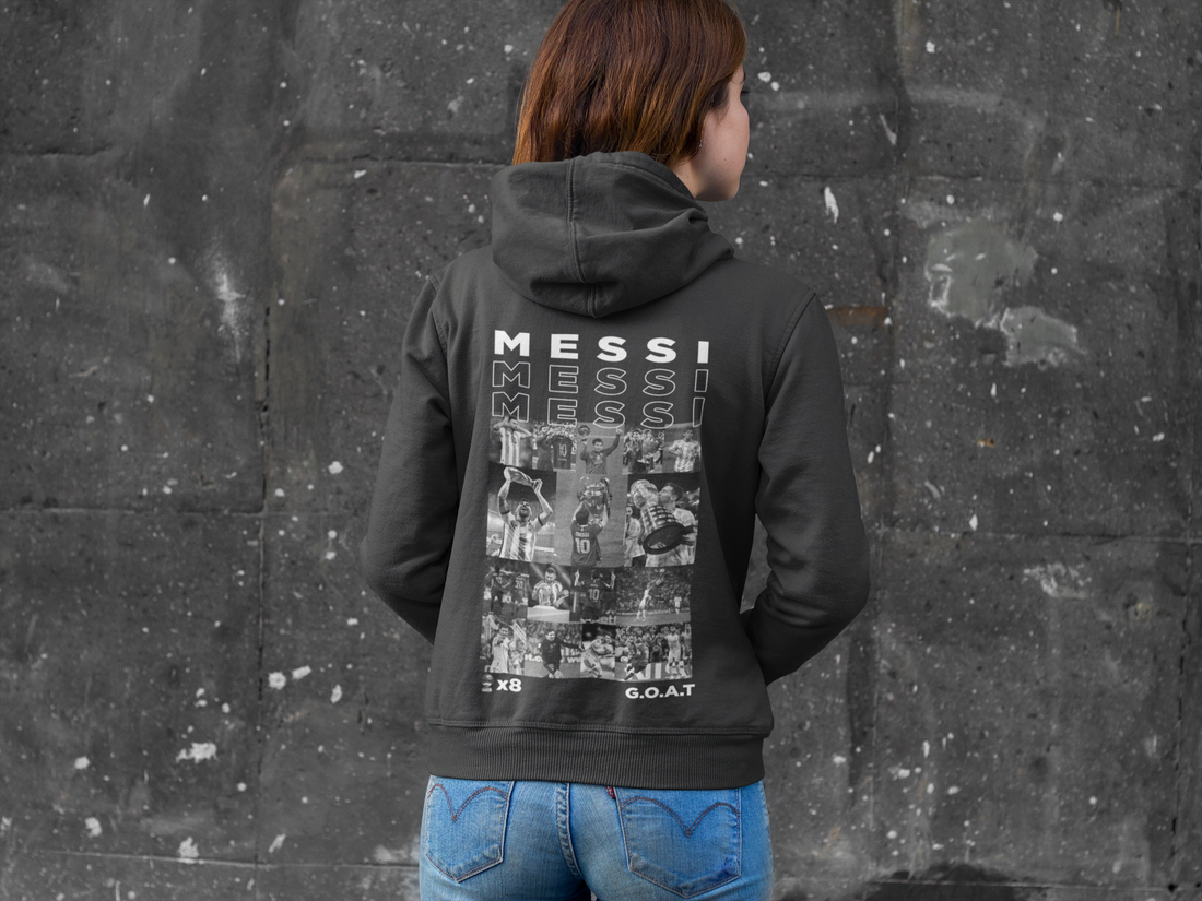 Lionel Messi "All Trophies" Champions League & World Cup Graphic Unisex Hoodie by RanggRiwaaz