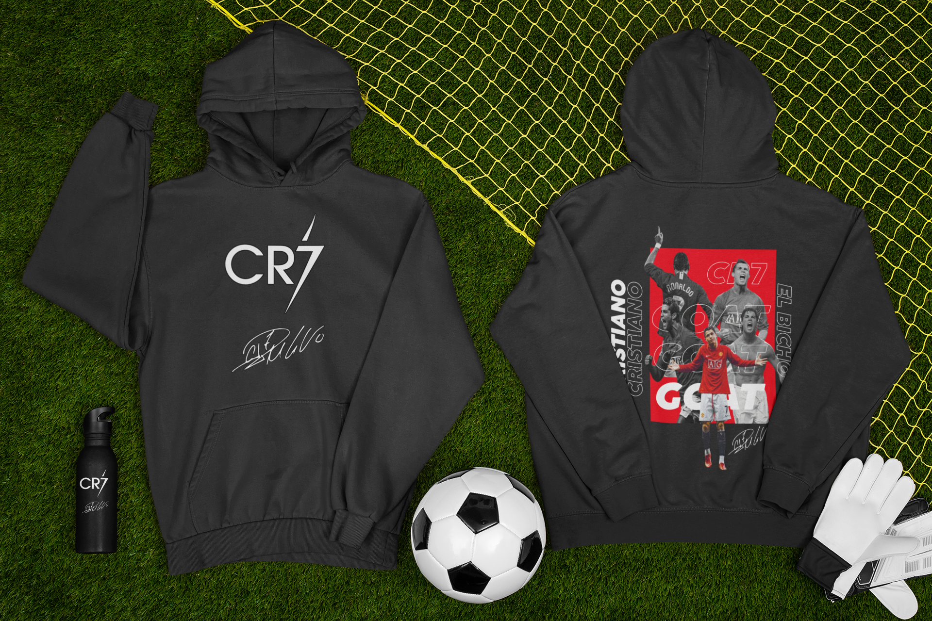 Man U Legend CR7 GOAT Graphic Hoodie | Old Trafford Hero - Unisex Hoodie by RanggRiwaaz