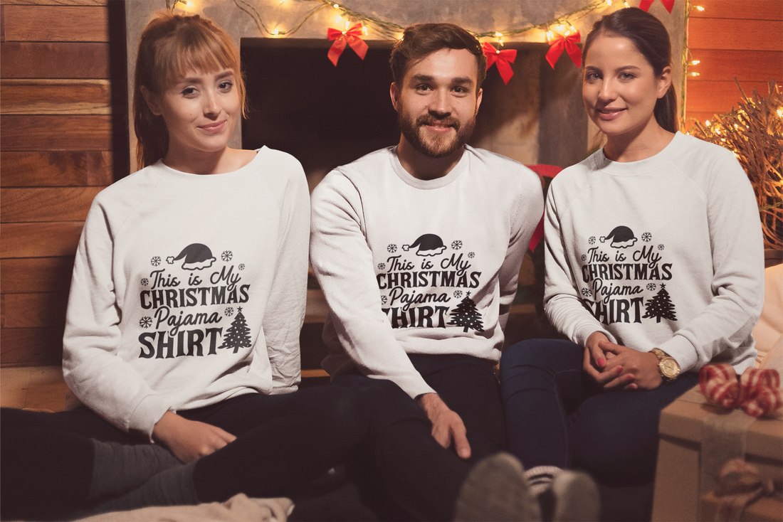 "This Is My Christmas Pajama Shirt" - Family Sweatshirt for Christmas Eve, Christmas celebration by RanggRiwaaz