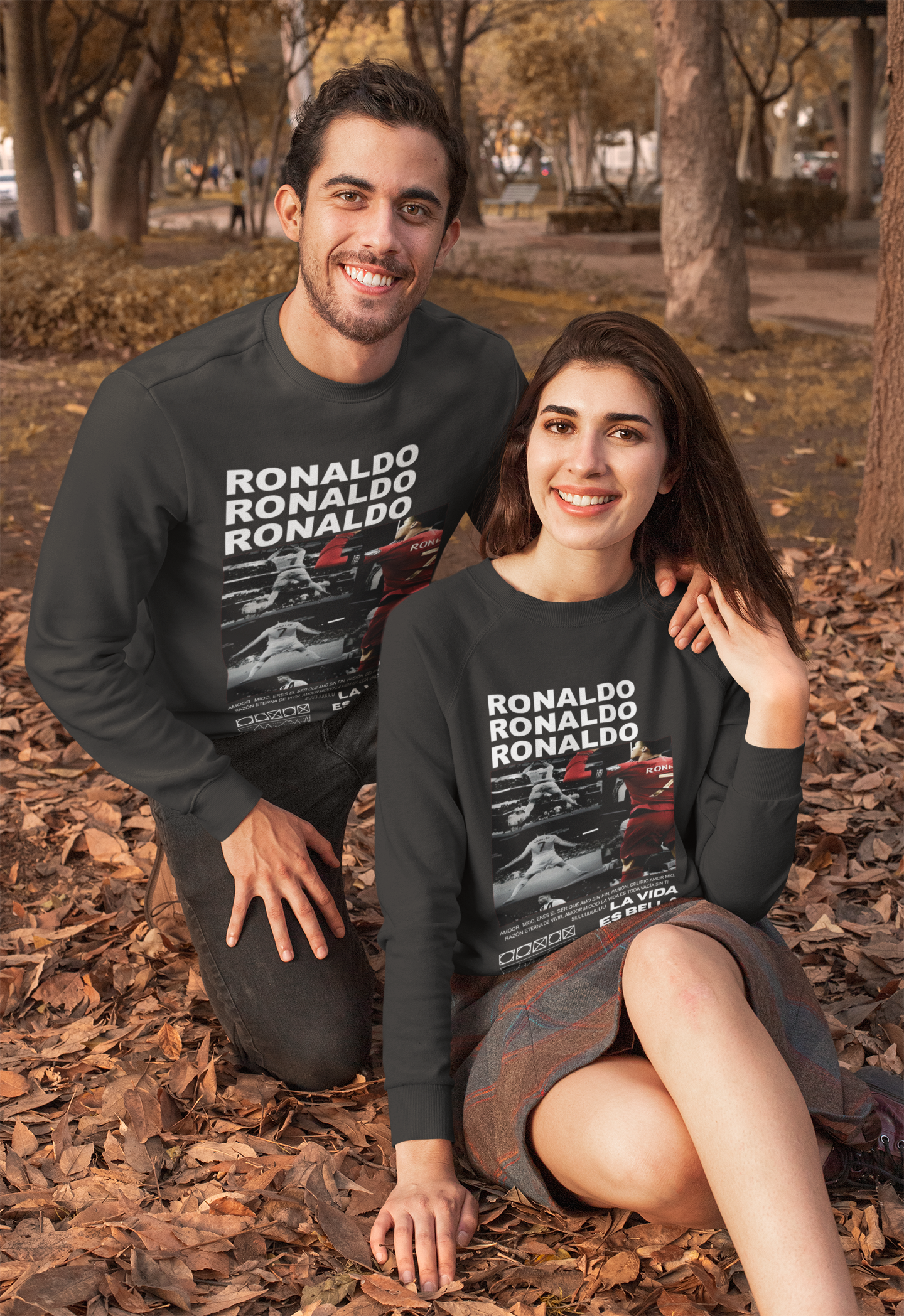 Cristiano Ronaldo "La Vida Es Bella" Dark Mode - Unisex Sweatshirt by RanggRiwaaz