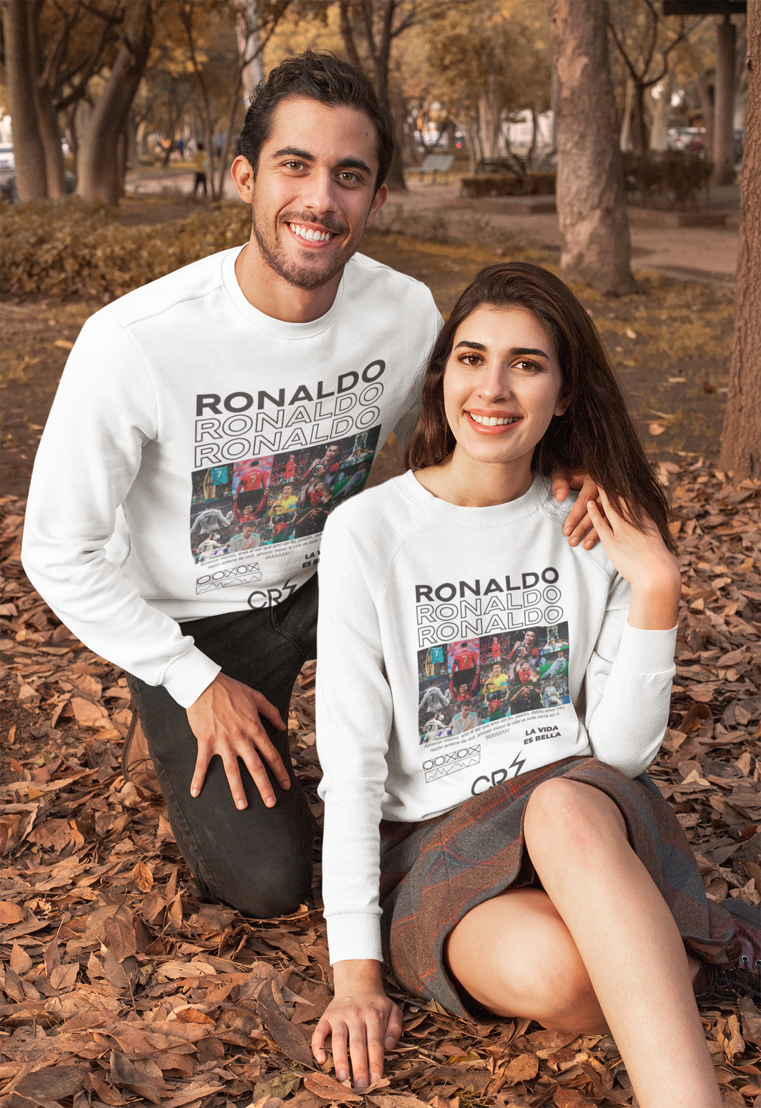 Cristiano Ronaldo Career Timeline Sweatshirt | CR7 Photo Grid Collage Crewneck (White) Unisex Sweatshirt by RanggRiwaaz