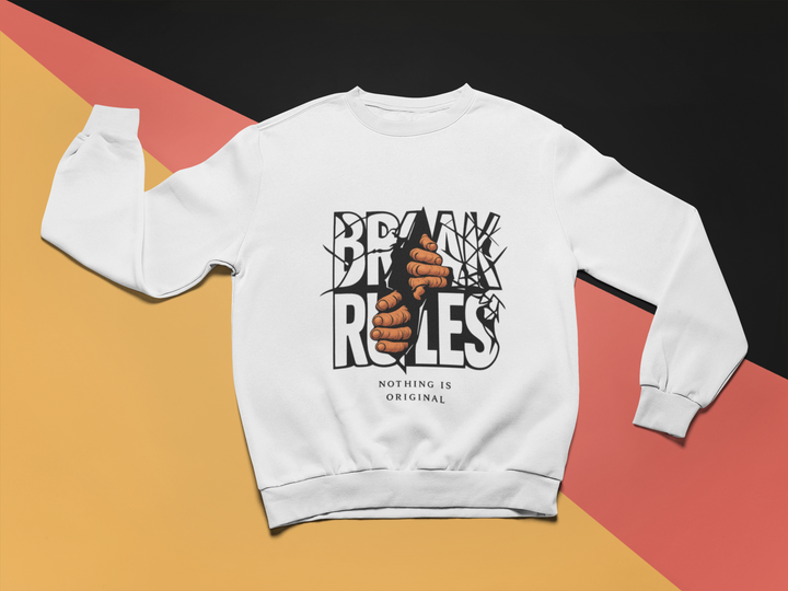 "Break Rules" Graphic Sweatshirt | Rebellious Streetwear Unisex Sweatshirt by RanggRiwaaz