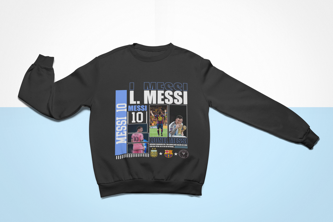 Lionel Messi "Full Career" Barcelona, World Cup & Inter Miami Graphic Unisex Sweatshirt by RanggRiwaaz