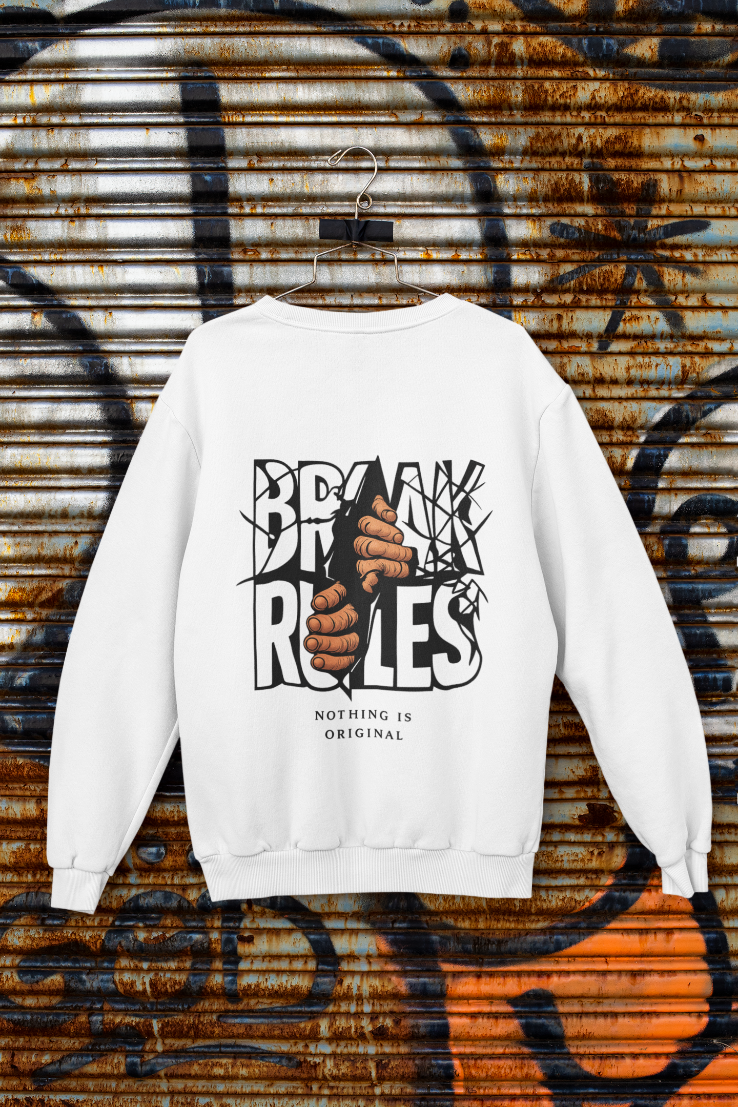 "Break Rules" Graphic Sweatshirt | Rebellious Streetwear Unisex Sweatshirt by RanggRiwaaz
