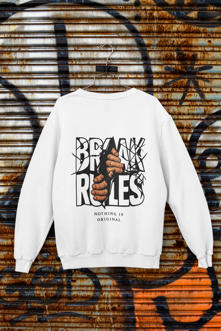 "Break Rules" Graphic Sweatshirt | Rebellious Streetwear Unisex Sweatshirt by RanggRiwaaz