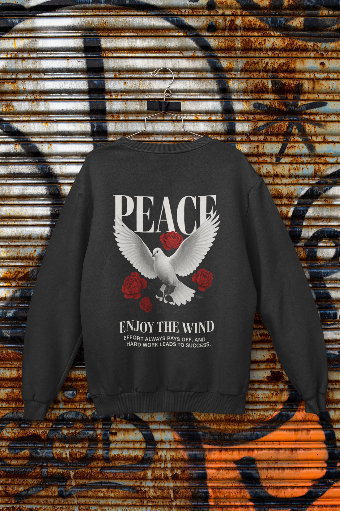 Peace Dove & Red Roses Sweatshirt | Streetstyle Unisex Sweatshirt by RanggRiwaaz