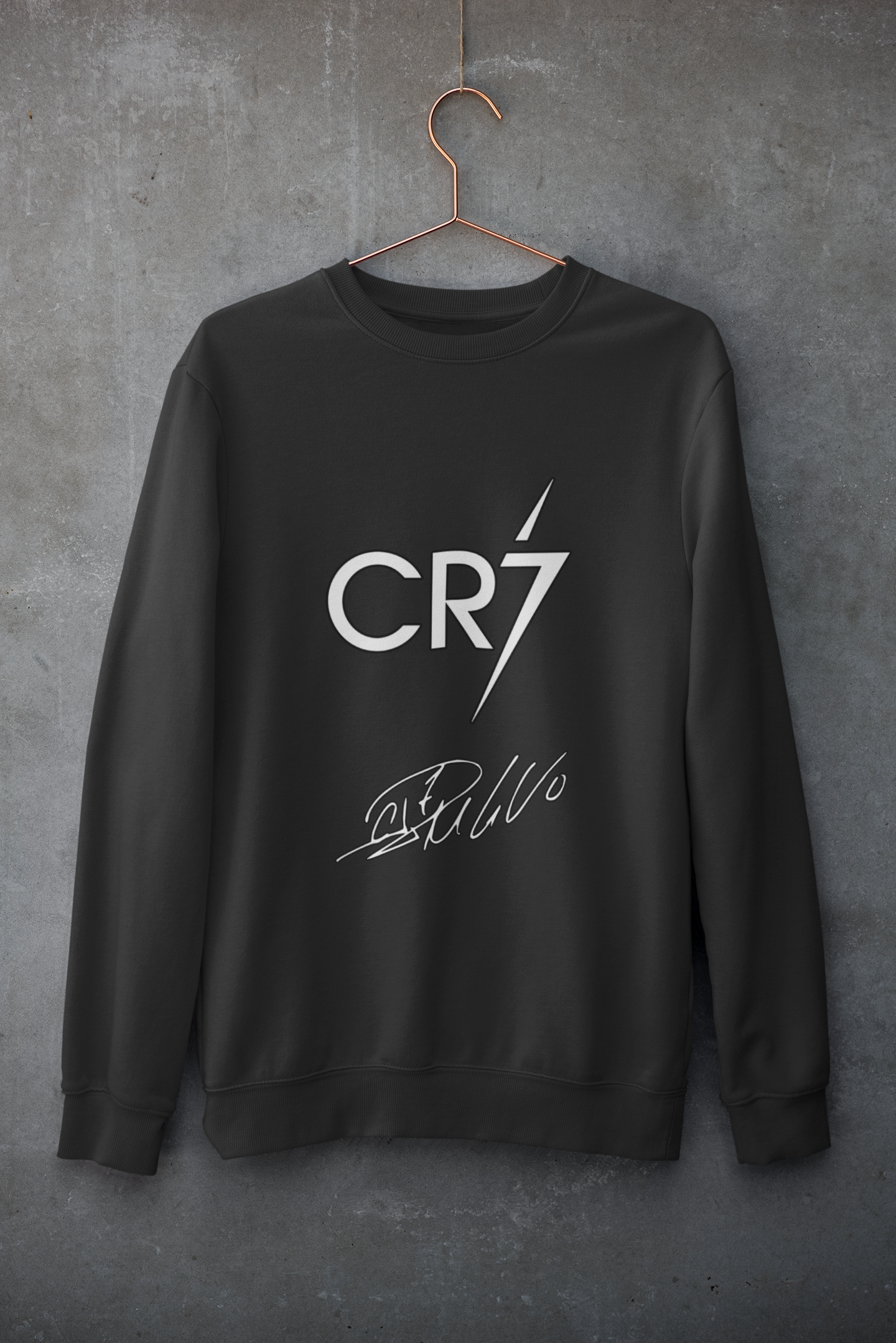 Minimalist CR7 Logo Sweatshirt | Cristiano Ronaldo Signature Line Art Unisex Sweatshirt by RanggRiwaaz