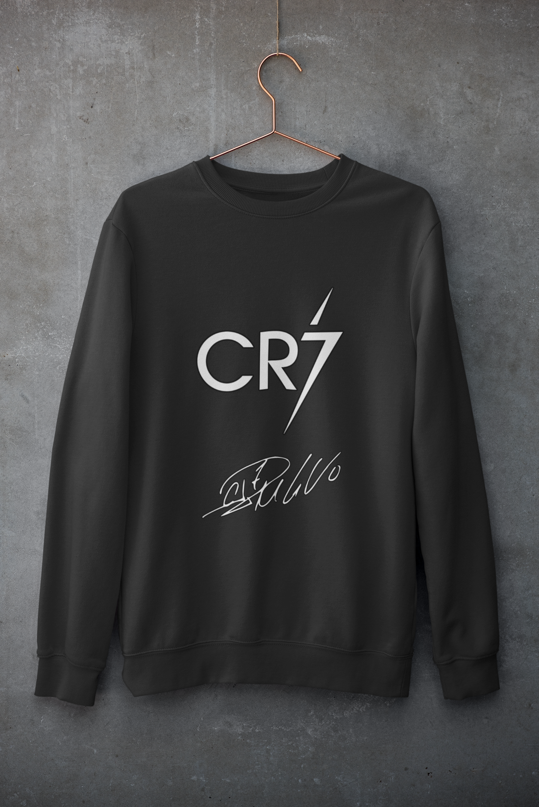 Minimalist CR7 Logo Sweatshirt | Cristiano Ronaldo Signature Line Art Unisex Sweatshirt by RanggRiwaaz
