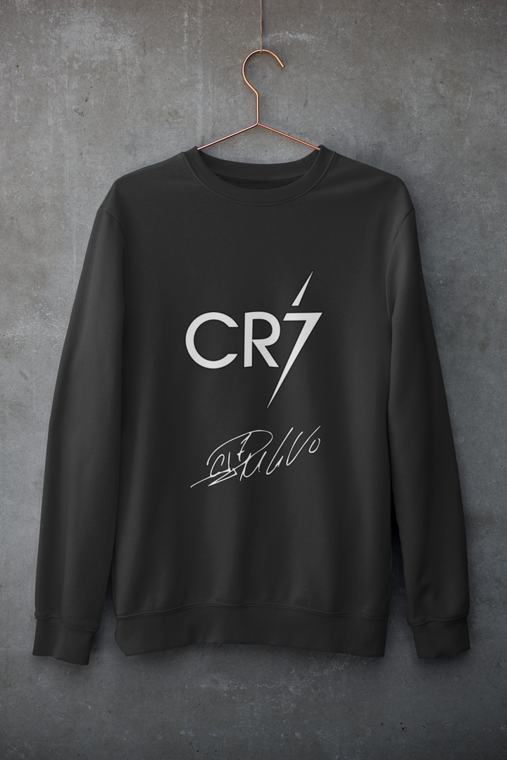 Minimalist CR7 Logo Sweatshirt | Cristiano Ronaldo Signature Line Art Unisex Sweatshirt by RanggRiwaaz