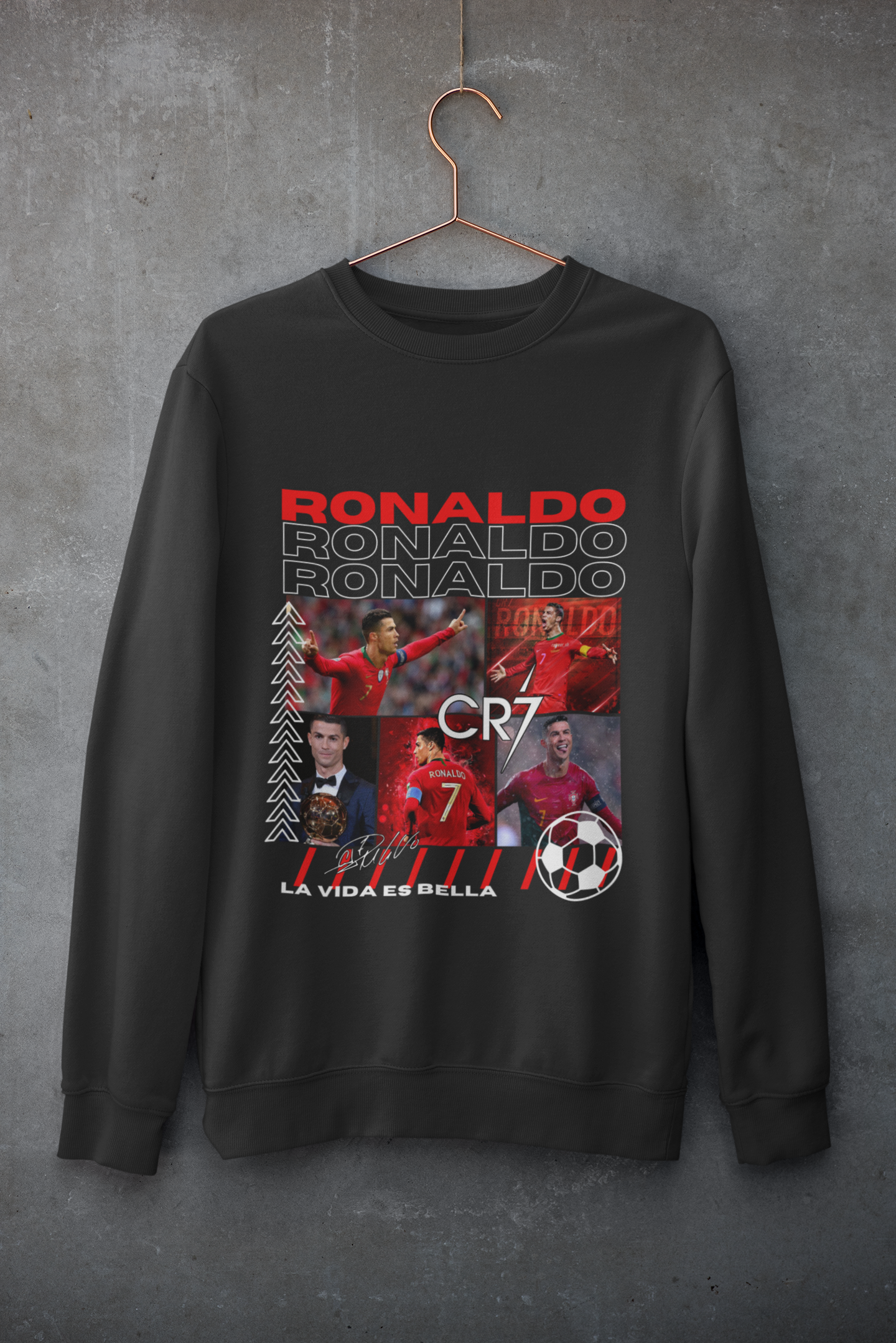 Cristiano Ronaldo Portugal Legend Sweatshirt | CR7 Ballon d'Or Winner Graphic - Unisex Sweatshirt by RanggRiwaaz