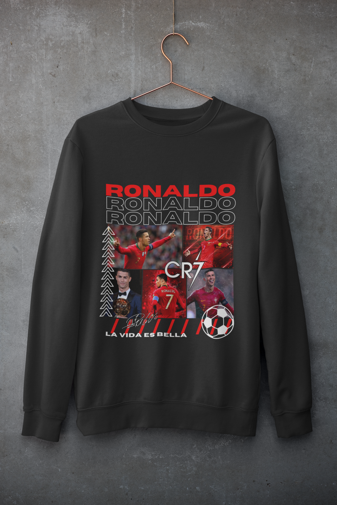 Cristiano Ronaldo Portugal Legend Sweatshirt | CR7 Ballon d'Or Winner Graphic - Unisex Sweatshirt by RanggRiwaaz