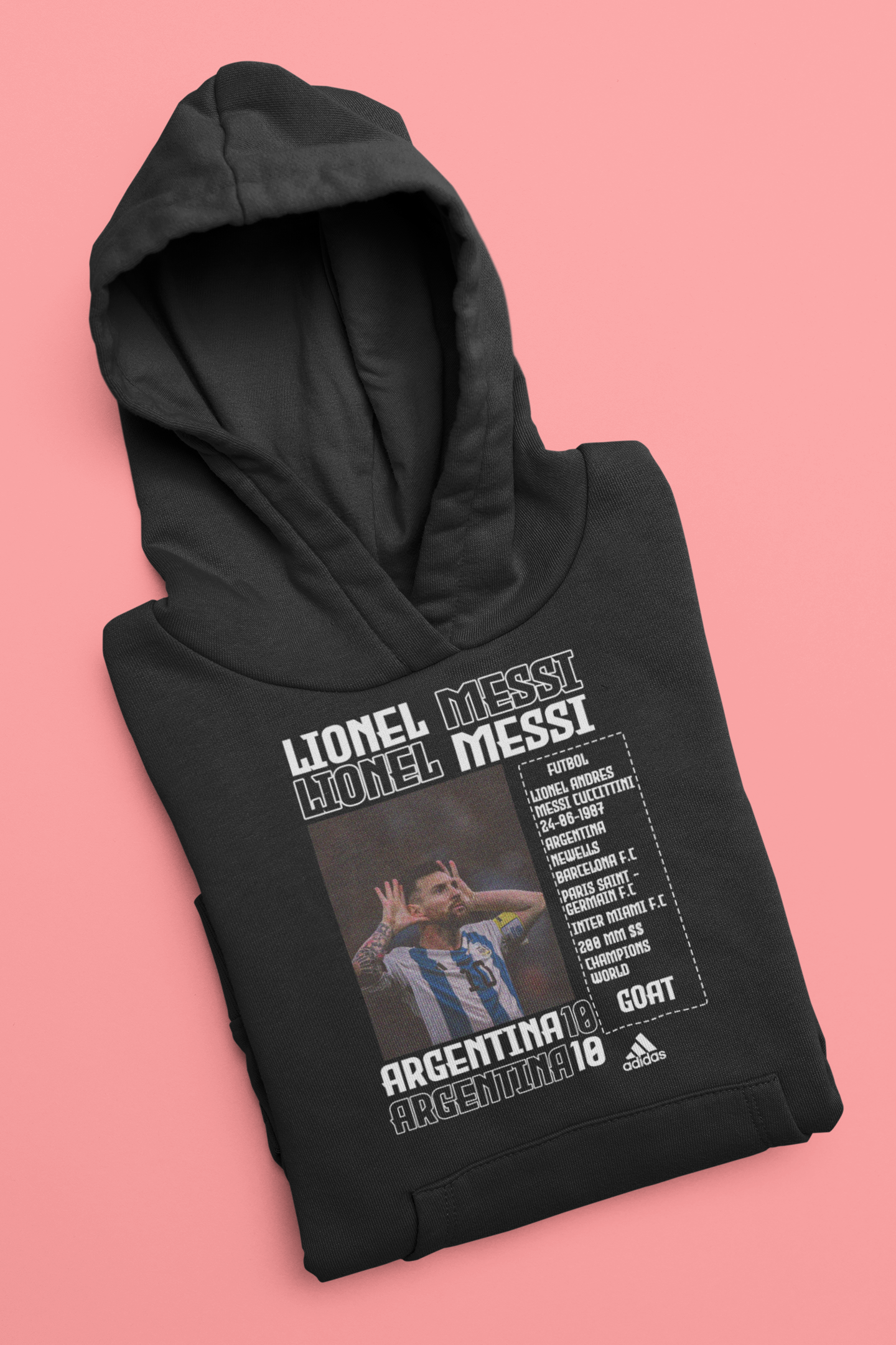 Lionel Messi "Argentina 10" GOAT Football - Unisex Hoodie by RanggRiwaaz