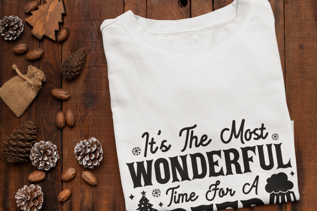 "It's The Most Wonderful Time For A Beer" Sweatshirt- Festive Family Apparel for Christmas Eve/Christmas celebration by RanggRiwaaz