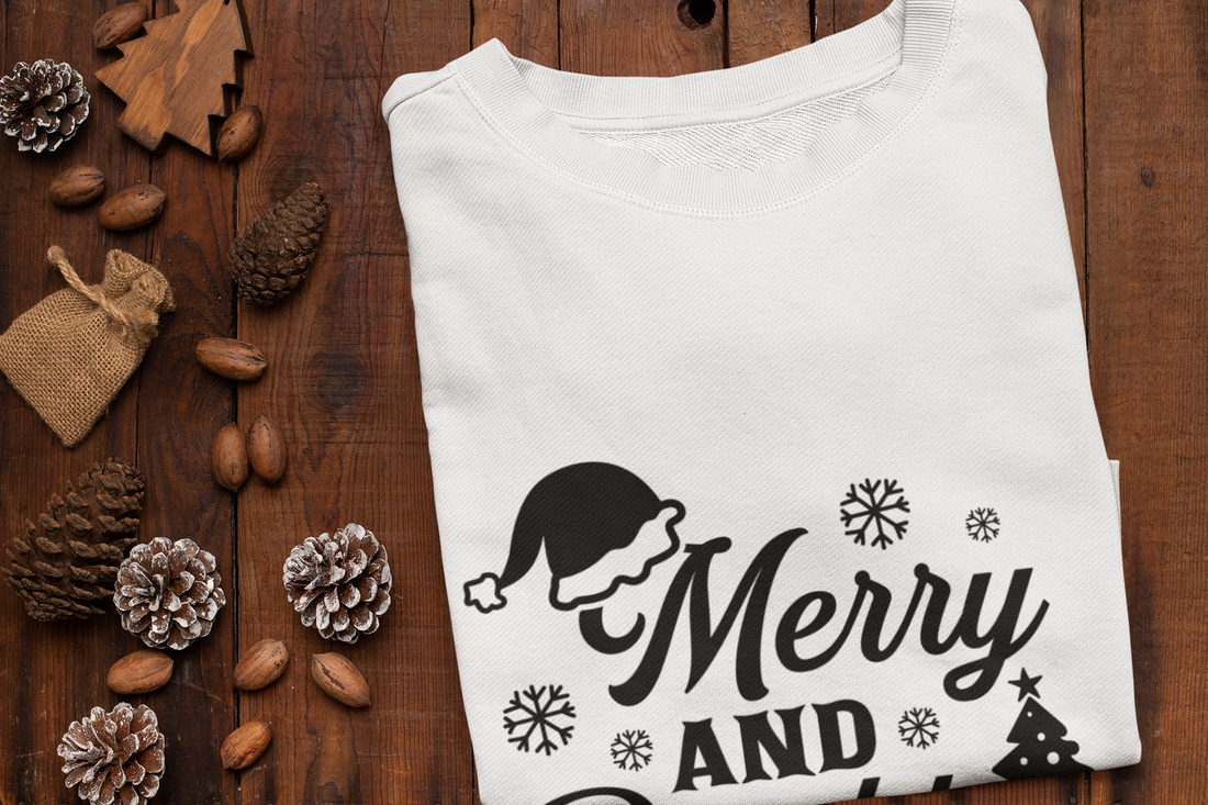 "Merry & Bright Christmas" Sweatshirt - Festive Holiday Family Apparel, Christmas Eve/Christmas celebration by RanggRiwaaz