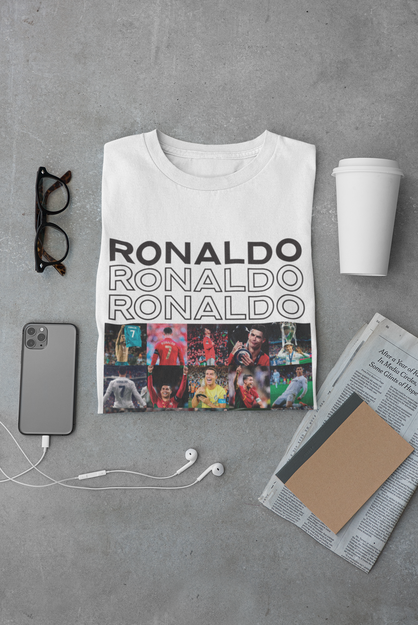 CR7 Legacy Collage T-Shirt | Cristiano Ronaldo Career Moments Fan - Unisex Classic Crew T-Shirt by RanggRiwaaz