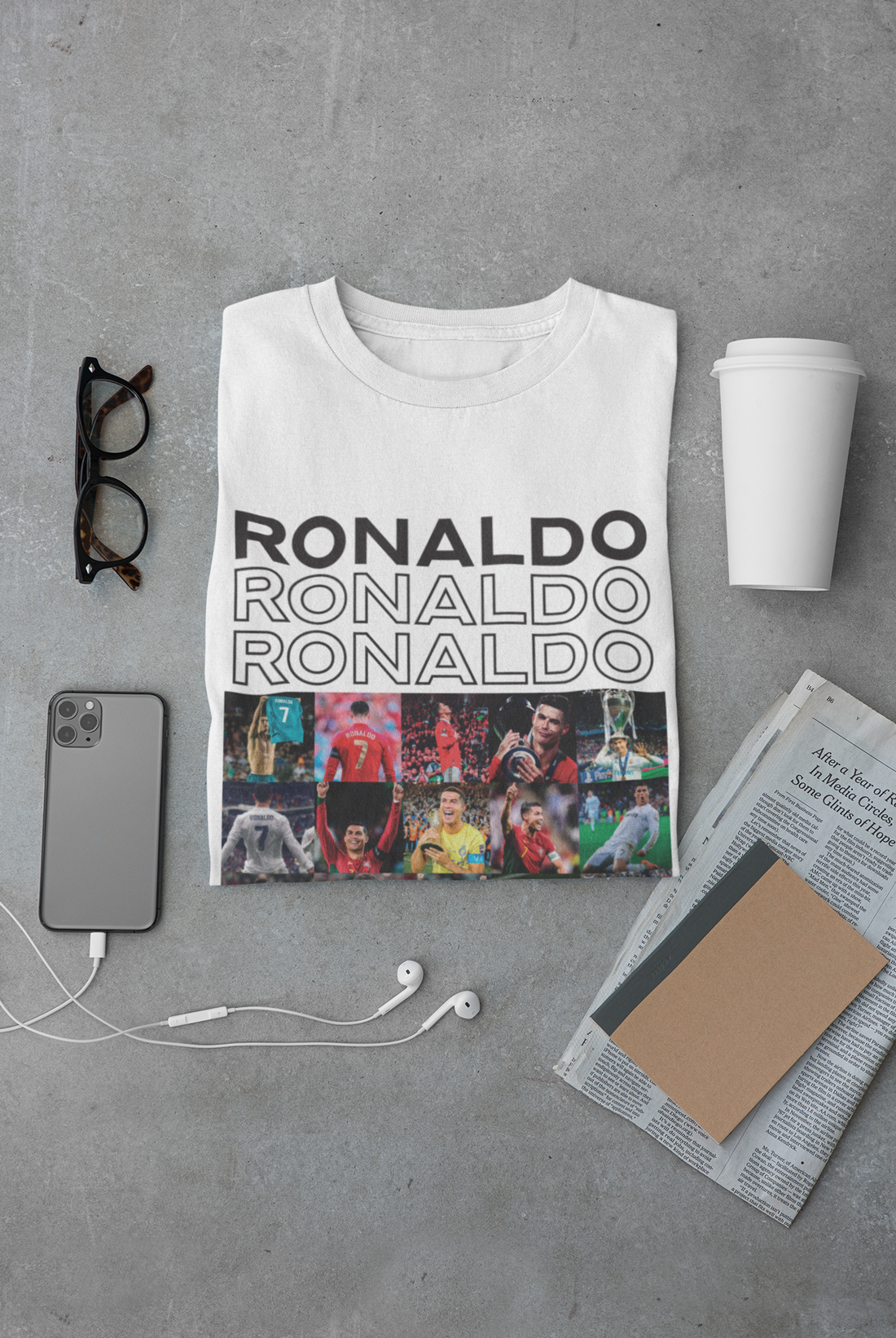CR7 Legacy Collage T-Shirt | Cristiano Ronaldo Career Moments Fan - Unisex Classic Crew T-Shirt by RanggRiwaaz
