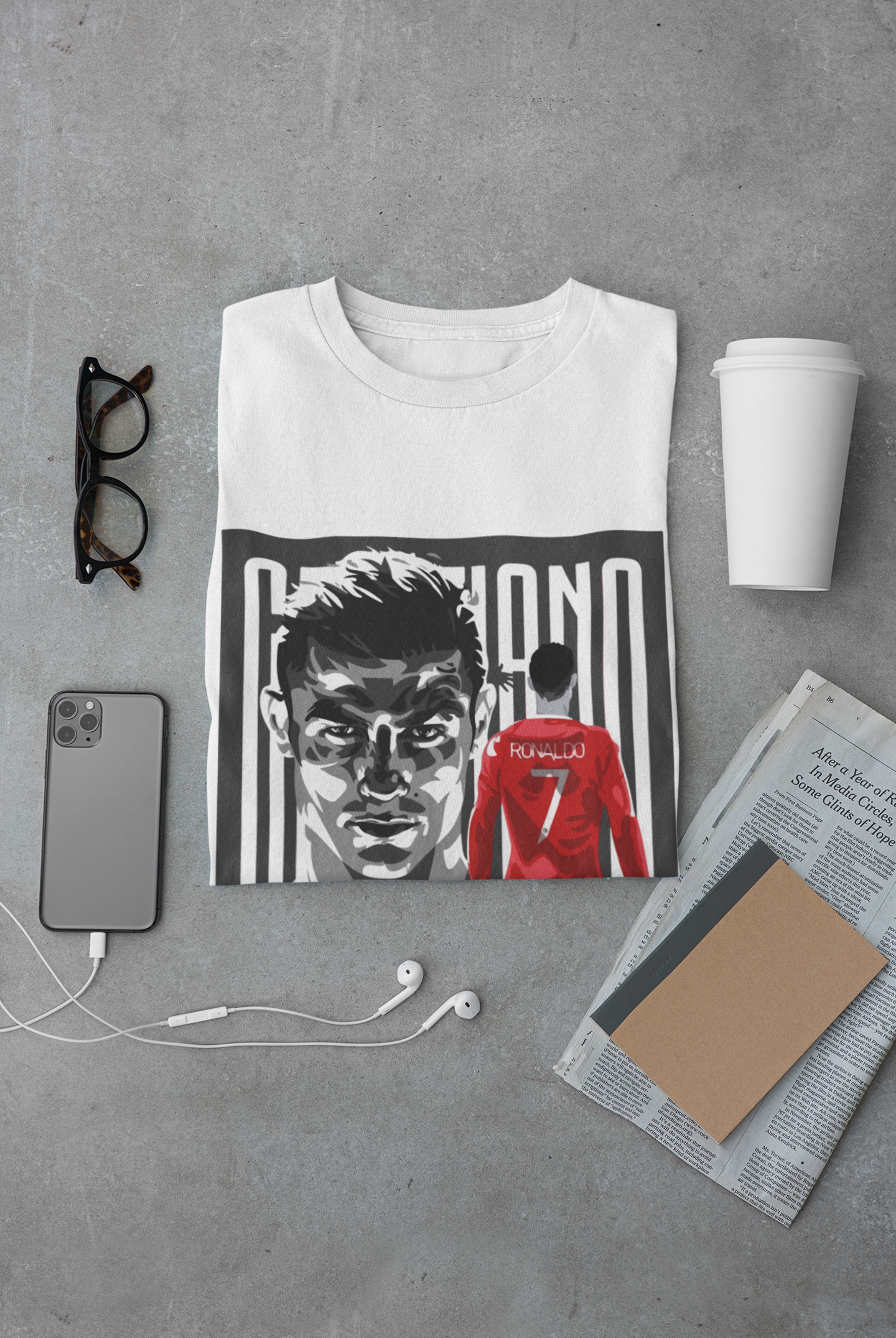 Red Devil CR7 Portrait T-Shirt | Manchester United Era Illustration Unisex Classic Crew T-Shirt by RanggRiwaaz