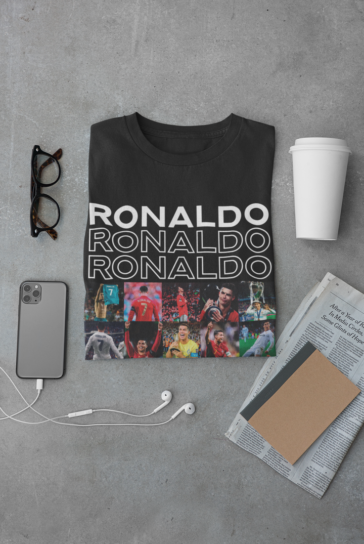 Cristiano Ronaldo Career Collage T-Shirt | CR7 Legacy Moments - Unisex Classic Crew T-Shirt by RanggRiwaaz