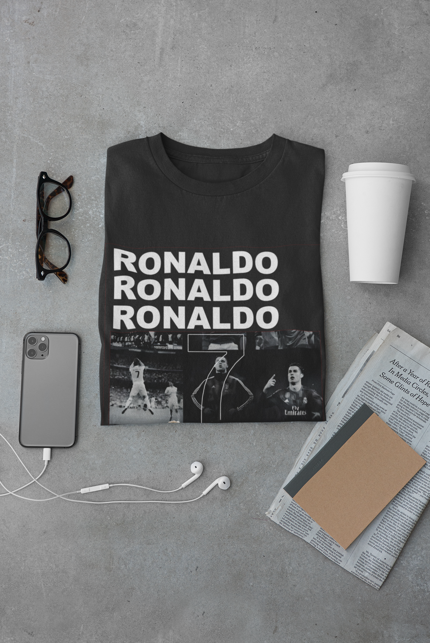 CR7 "Siuuu" Celebration Graphic Tee - Dark Aesthetic Streetwear - Unisex Classic Crew T-Shirt by RanggRiwaaz