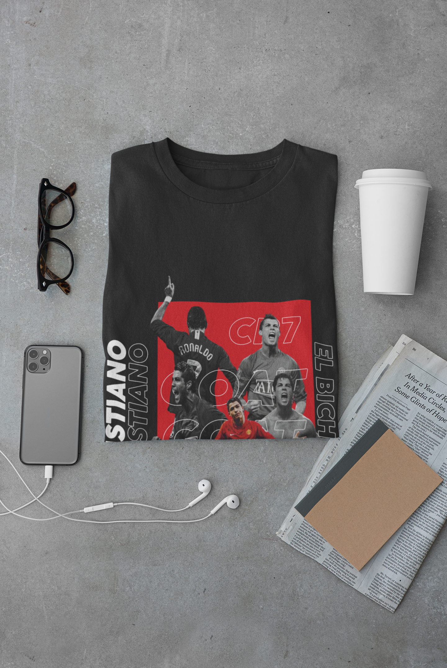 Vintage Manchester United CR7 GOAT Tribute Unisex Classic Crew T-Shirt by RanggRiwaaz