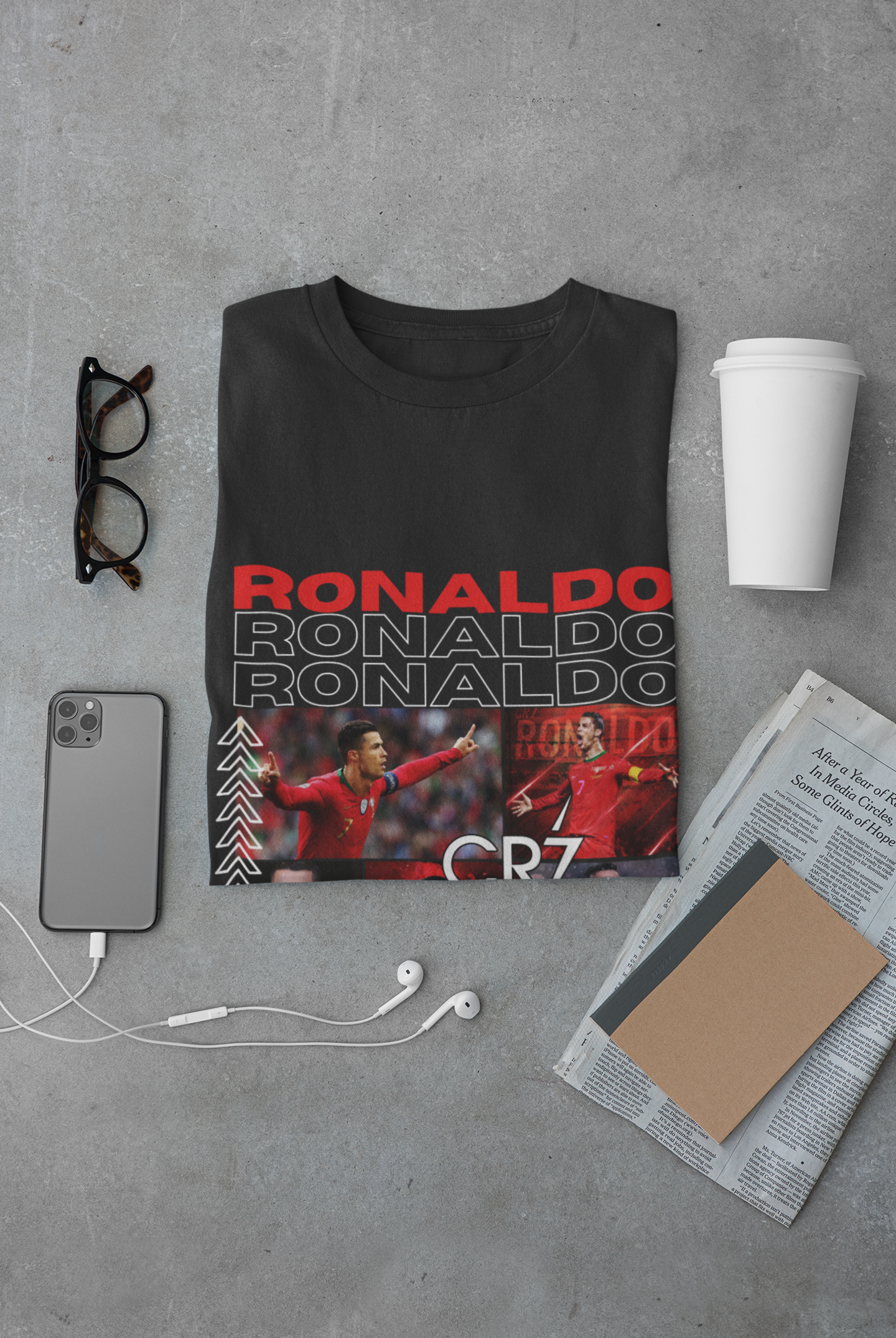 Cristiano Ronaldo Pride of Portugal Collage | CR7 Legend Graphic Unisex Classic Crew T-Shirt by RanggRiwaaz