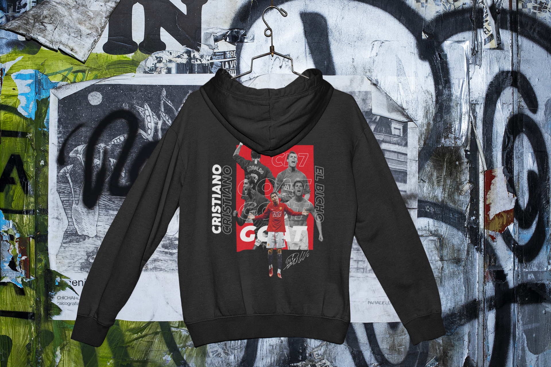 Man U Legend CR7 GOAT Graphic Hoodie | Old Trafford Hero - Unisex Hoodie by RanggRiwaaz