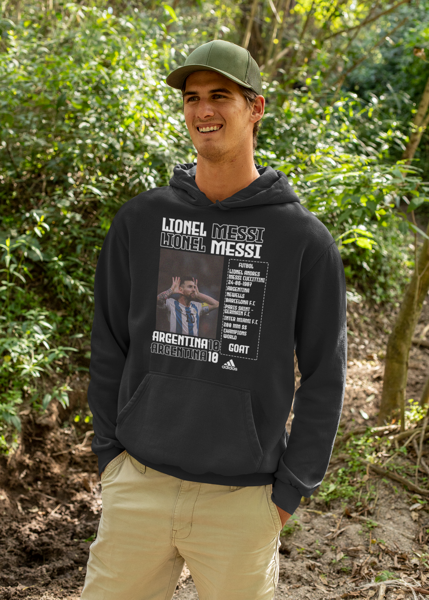 Lionel Messi "Argentina 10" GOAT Football - Unisex Hoodie by RanggRiwaaz