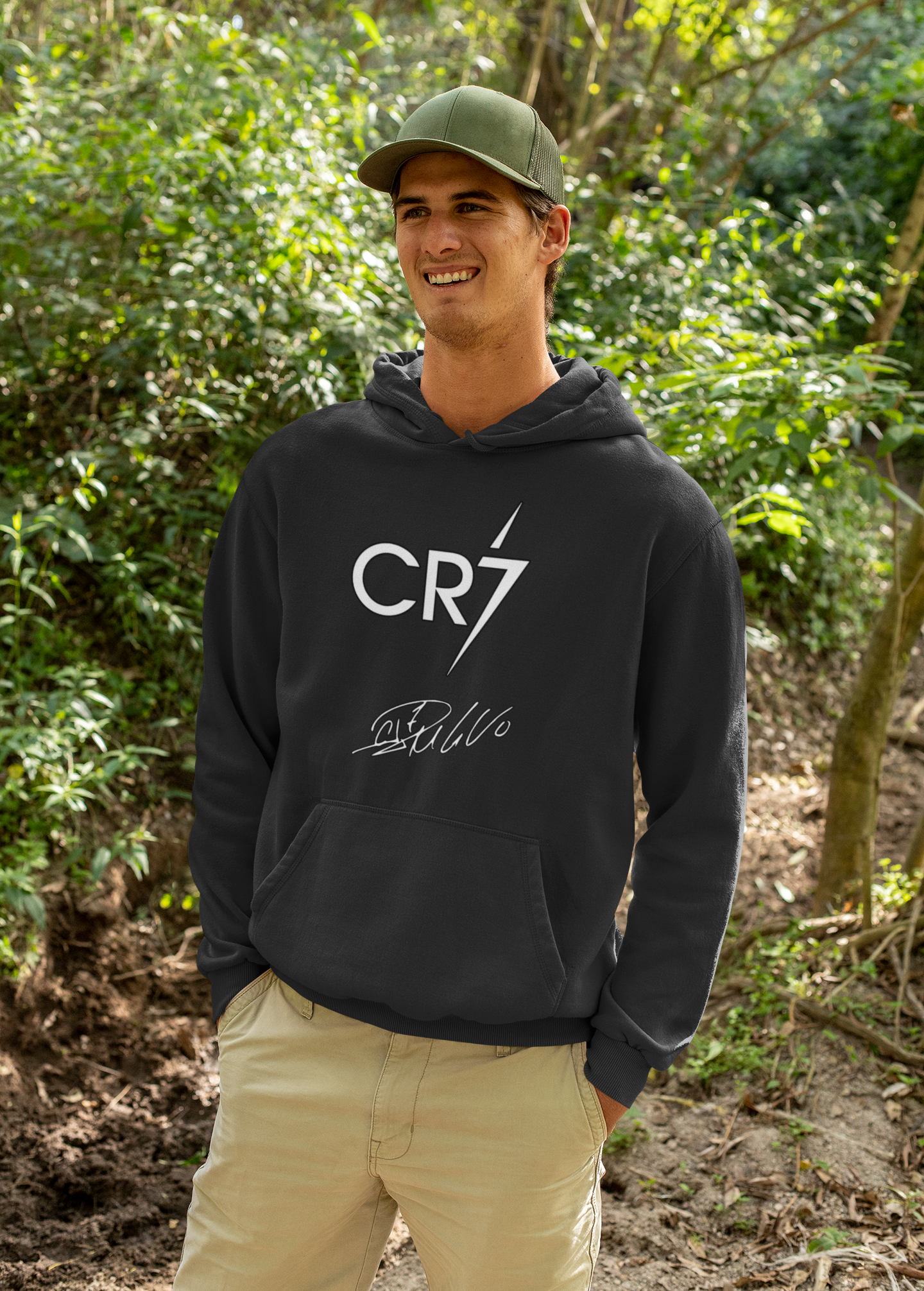 Official CR7 Logo & Signature Outline Hoodie | Cristiano Ronaldo Fan Apparel - Unisex Hoodie by RanggRiwaaz