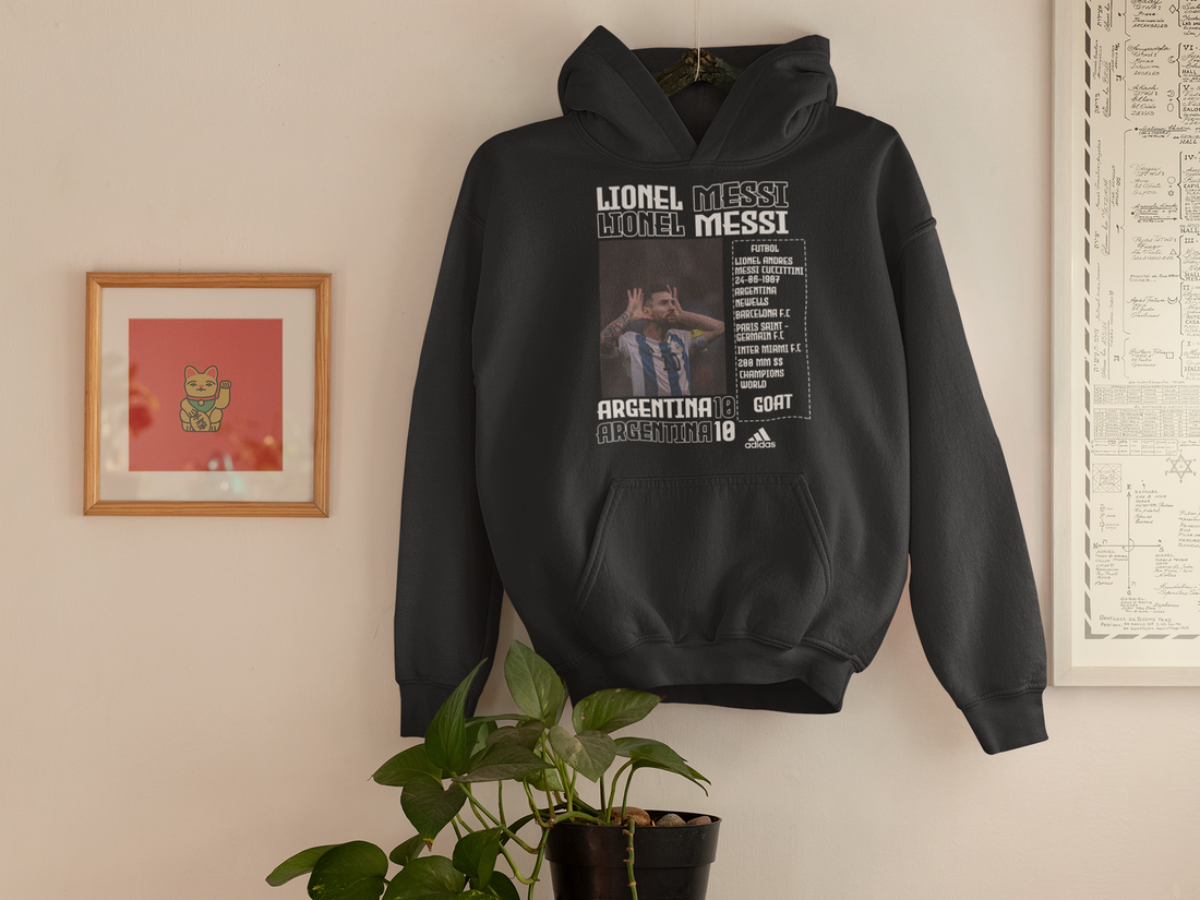 Lionel Messi "Argentina 10" GOAT Football - Unisex Hoodie by RanggRiwaaz