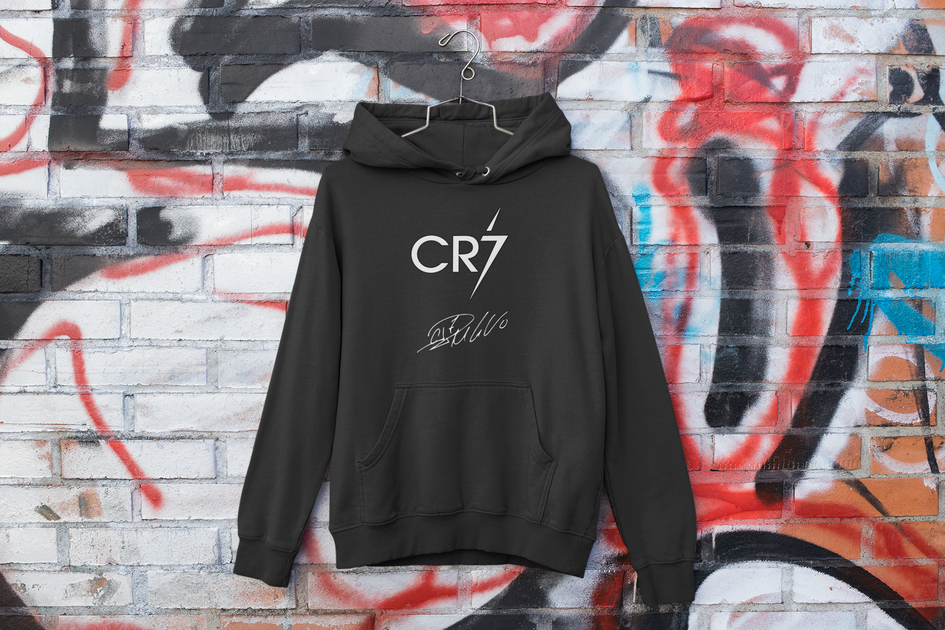 Official CR7 Logo & Signature Outline Hoodie | Cristiano Ronaldo Fan Apparel - Unisex Hoodie by RanggRiwaaz