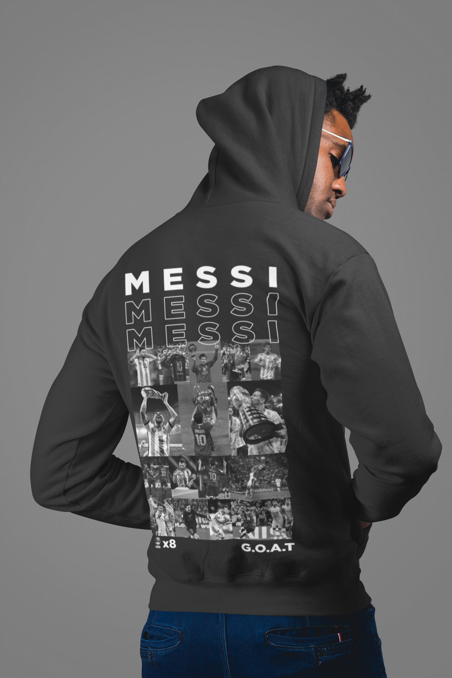 Lionel Messi "All Trophies" Champions League & World Cup Graphic Unisex Hoodie by RanggRiwaaz