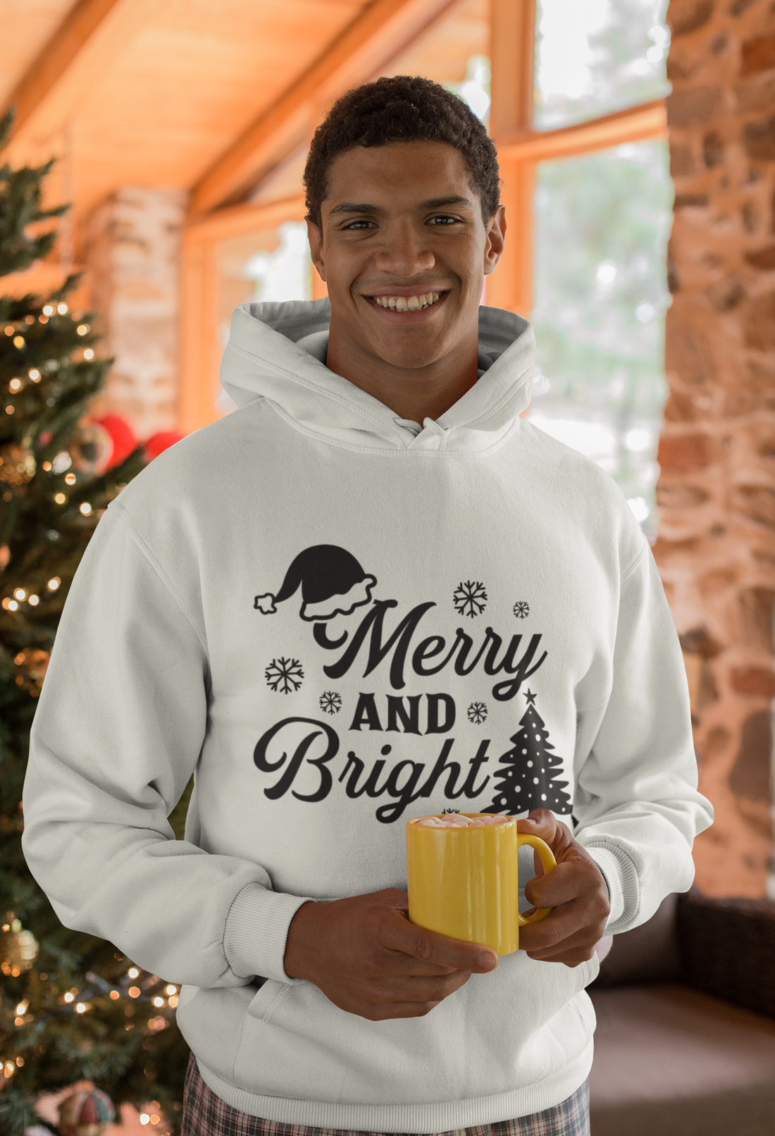 "Merry & Bright Christmas" Unisex Hoodie - Festive Holiday Family Apparel, Christmas Eve/Christmas celebration by RanggRiwaaz