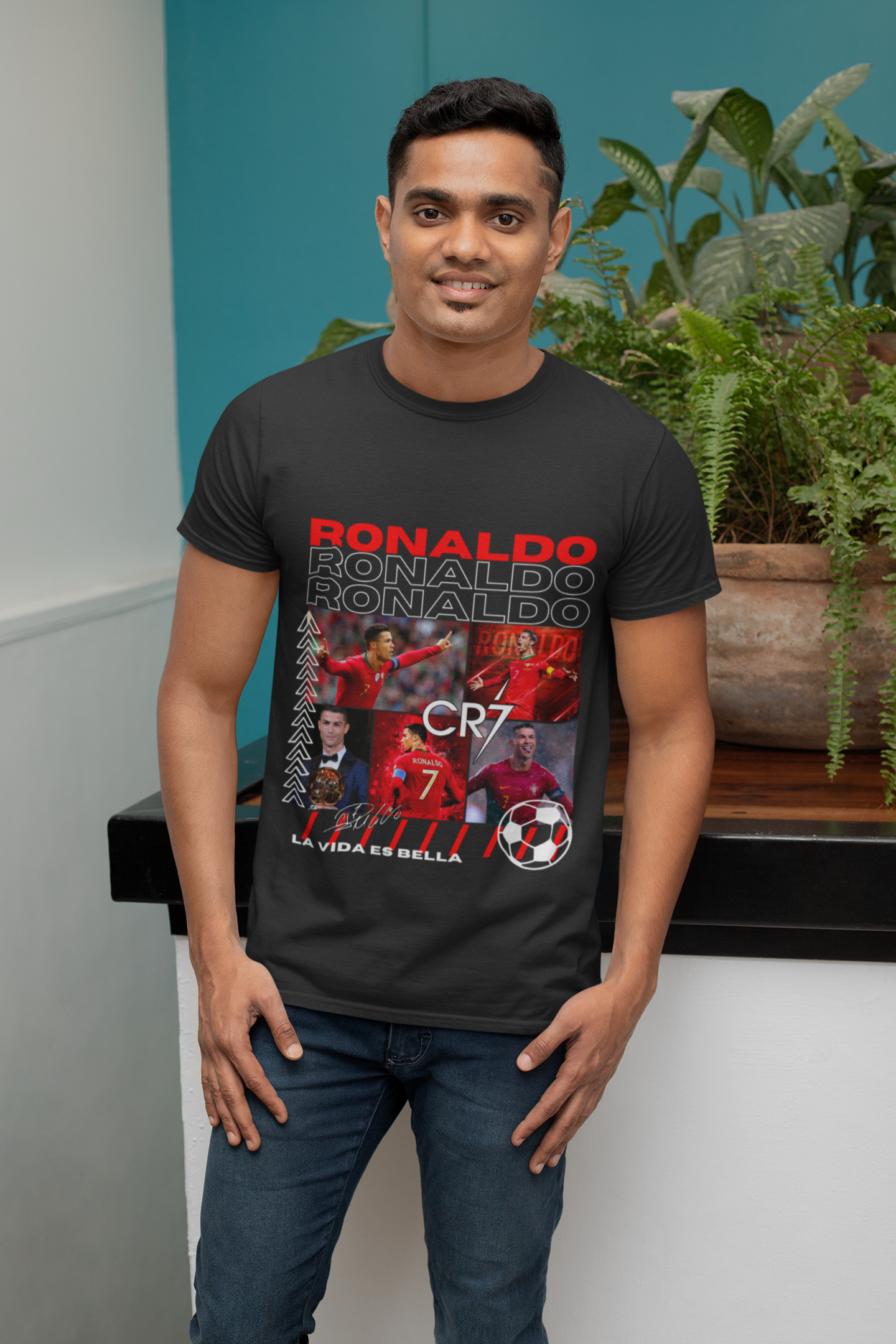 Cristiano Ronaldo Pride of Portugal Collage | CR7 Legend Graphic Unisex Classic Crew T-Shirt by RanggRiwaaz