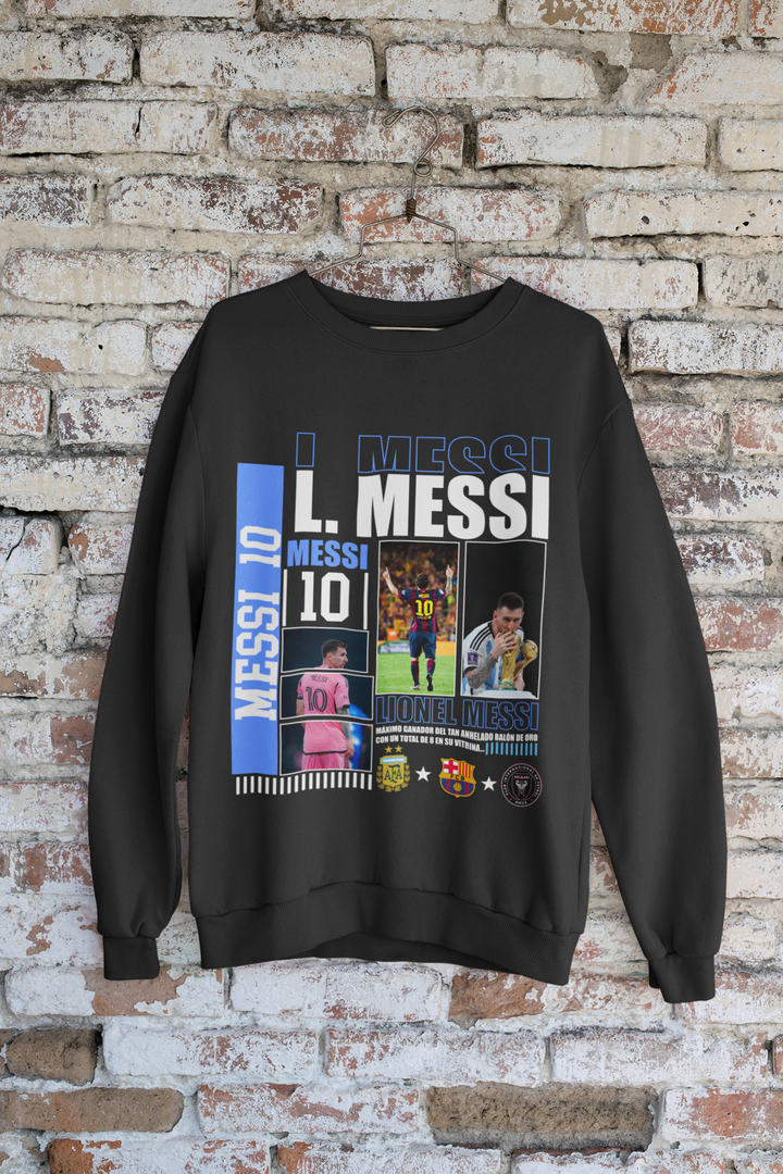 Lionel Messi "Full Career" Barcelona, World Cup & Inter Miami Graphic Unisex Sweatshirt by RanggRiwaaz