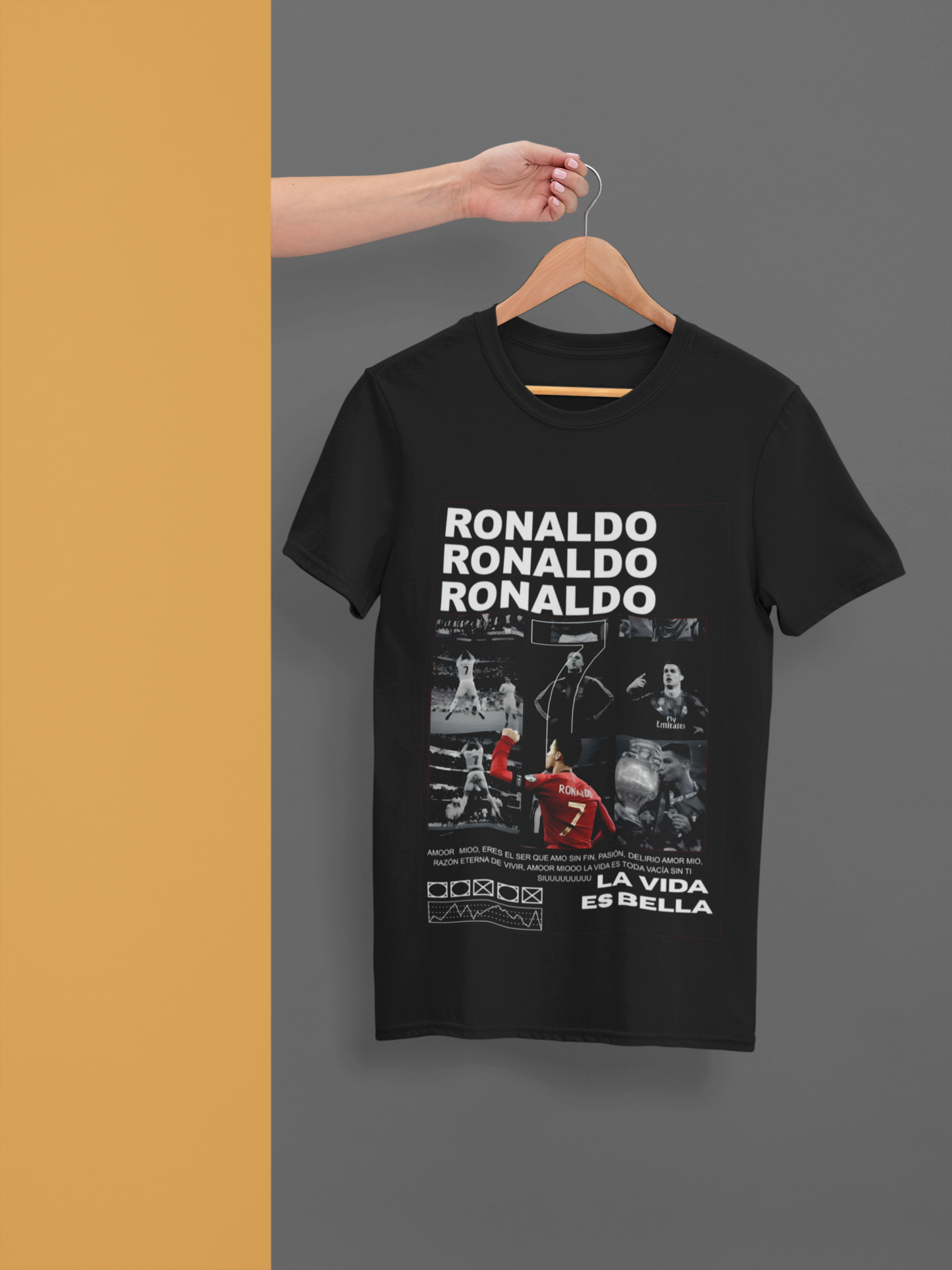 CR7 "Siuuu" Celebration Graphic Tee - Dark Aesthetic Streetwear - Unisex Classic Crew T-Shirt by RanggRiwaaz