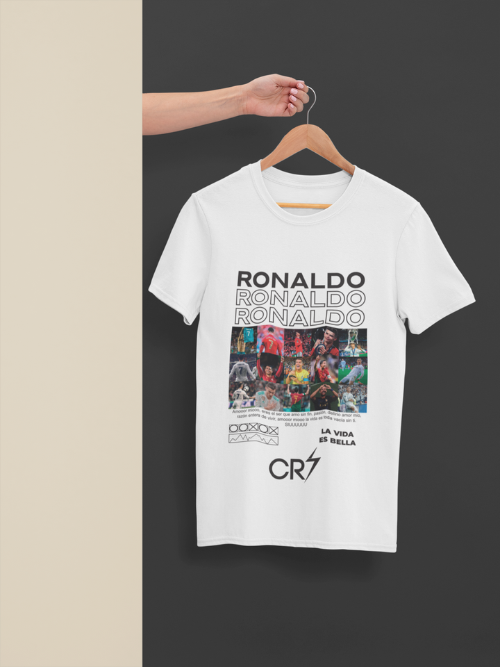 CR7 Legacy Collage T-Shirt | Cristiano Ronaldo Career Moments Fan - Unisex Classic Crew T-Shirt by RanggRiwaaz